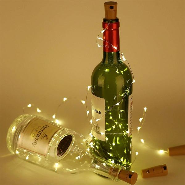 Pullonkorkki LED-valoketjulla