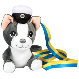 Ylioppilasnalle Koira Valkoinen/Tummanharmaa 15 cm