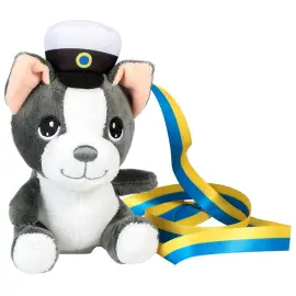 Ylioppilasnalle Koira Valkoinen/Tummanharmaa 15 cm