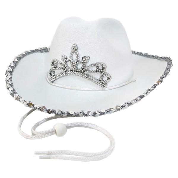 Cowboyhattu Glitterillä Valkoinen