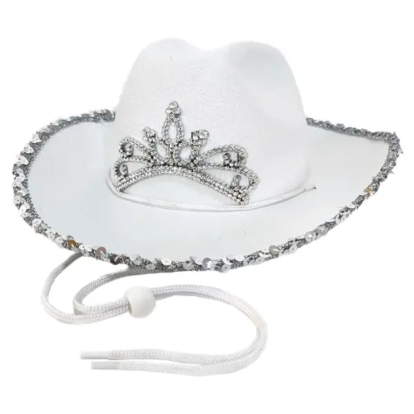 Cowboyhattu Glitterillä Valkoinen