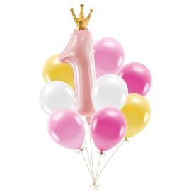 Ilmapallosetti 1 vuotta Pinkki 9-kpl