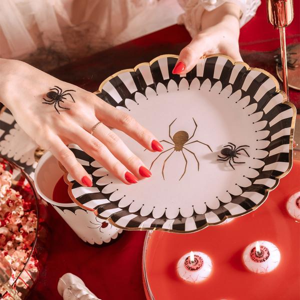 Pahvilautaset Kultaiset Hämähäkit 6-kpl