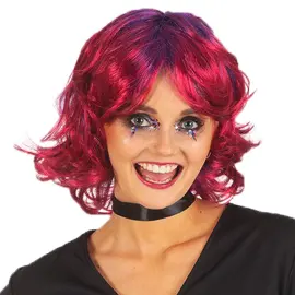 Lyhyt Kihara Peruukki Punainen & Violetti