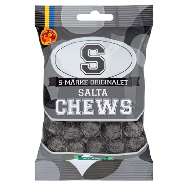 S-merkit Salta Chews Vegaaninen Salmiakkimakeinen