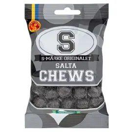 S-merkit Salta Chews Vegaaninen Salmiakkimakeinen