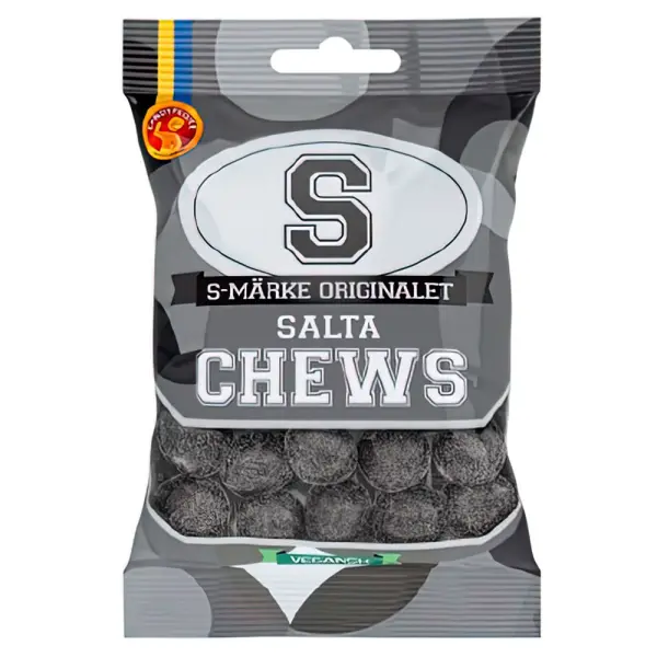 S-merkit Salta Chews Vegaaninen Salmiakkimakeinen