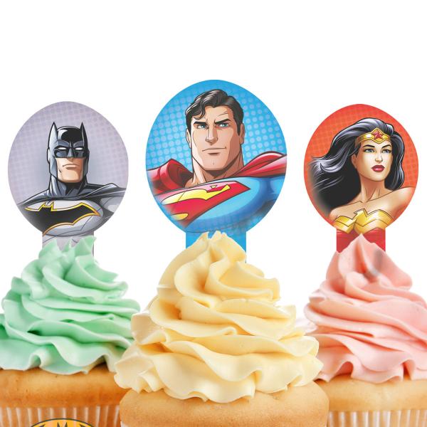 Justice League Syötävät Cupcake Koristeet