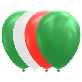 Ilmapallo Mix Vihreä/Valkoinen/Punainen 10 kpl