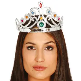 Tiara Yhdeksällä Jalokivillä Hopea