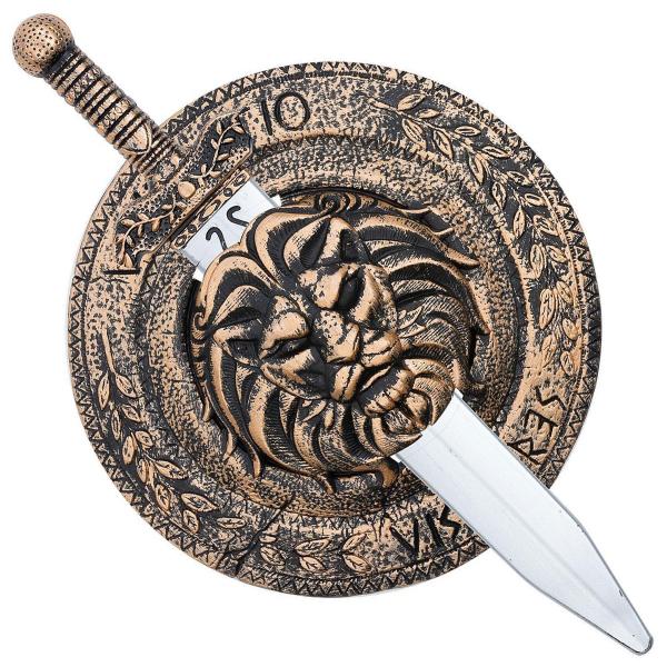 Gladiaattorin Miekka ja Kilpi Leijonakuvioinen