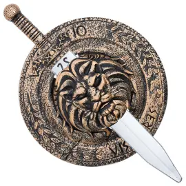 Gladiaattorin Miekka ja Kilpi Leijonakuvioinen
