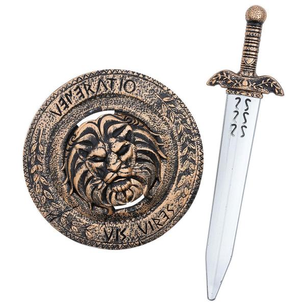 Gladiaattorin Miekka ja Kilpi Leijonakuvioinen