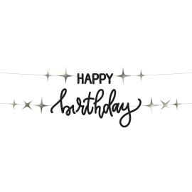 Kirjaviirinauha Happy Birthday Musta