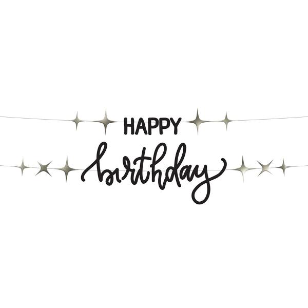 Kirjaviirinauha Happy Birthday Musta