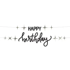 Kirjaviirinauha Happy Birthday Musta