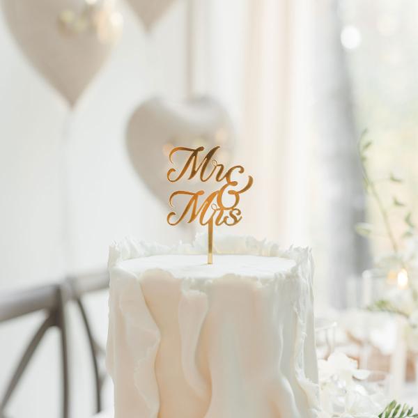 Mr & Mrs Cake Topper Kulta