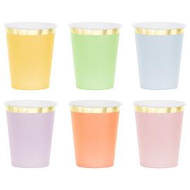 Pahvimukit Värisekoitus Kultaisella Reunuksella 6-kpl