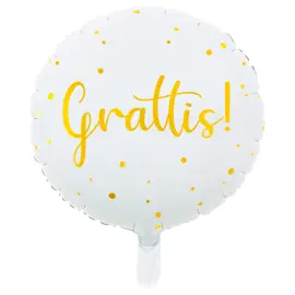 Grattis Folioilmapallo Kulta & Valkoinen