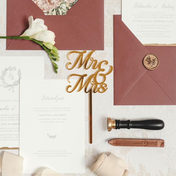 Mr & Mrs Cake Topper Kulta