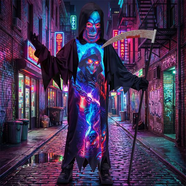 Neon Viikatemies Naamiaisasu Lapsille