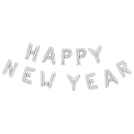 Happy New Year Kirjainilmapallo Harmaa