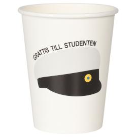 Pahvimukit Ylioppilaslakki 25 cl 8 kpl