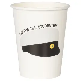 Pahvimukit Ylioppilaslakki 25 cl 8 kpl