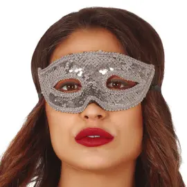 Puolinaamari Paljeteilla Hopea