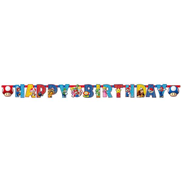 Super Mario Kirjainnauha Happy Birthday