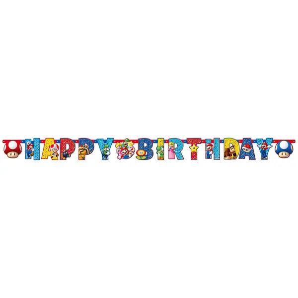 Super Mario Kirjainnauha Happy Birthday