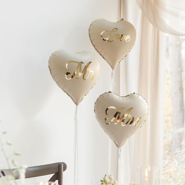 Mr & Mrs Folioilmapallot Sydän 2 kpl