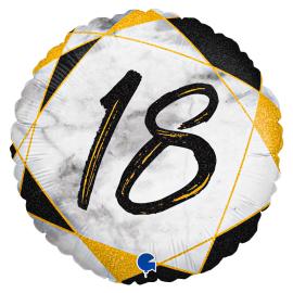 Marble 18 Holografinen Ilmapallo Musta
