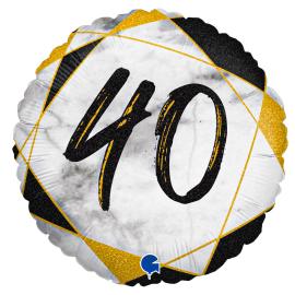Marble 40 Holografinen Ilmapallo Musta
