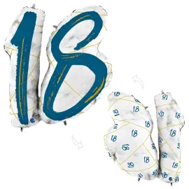 Marble 18 Holografinen Numeroilmapallo Tummansininen