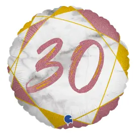 Marble 30 Holografinen Ilmapallo Vaaleanpunainen