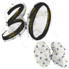 Marble 30 Holografinen Numeroilmapallo Musta