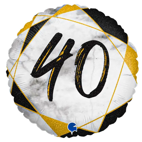 Marble 40 Holografinen Ilmapallo Musta