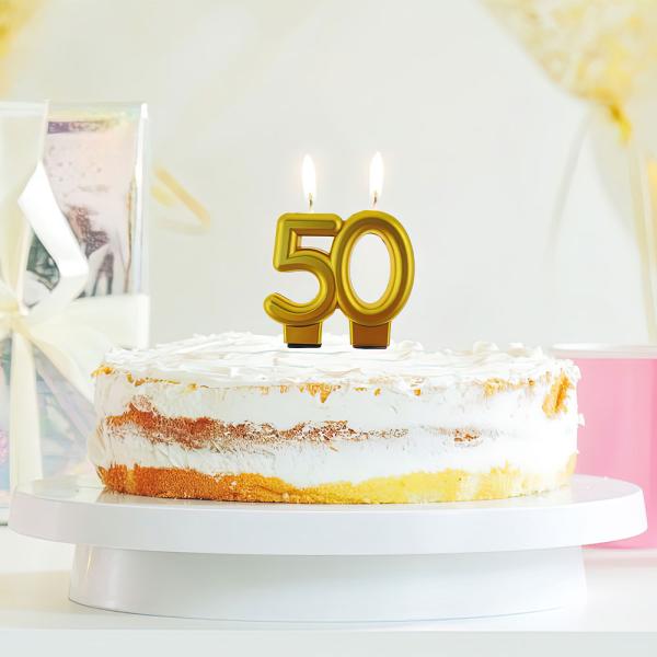 Kakkukynttilä 50 Metallinkultainen