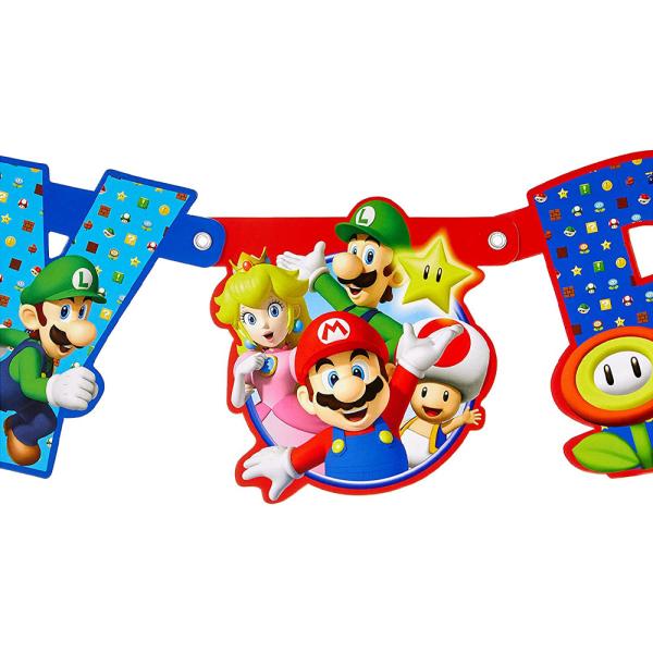 Super Mario Kirjainnauha Happy Birthday