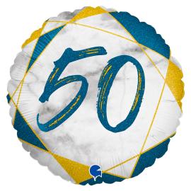 Marble 50 Holografinen Ilmapallo Tummansininen