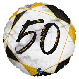 Marble 50 Holografinen Ilmapallo Musta