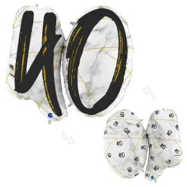 Marble 40 Holografinen Numeroilmapallo Musta