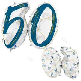 Marble 50 Holografinen Numeroilmapallo Tummansininen