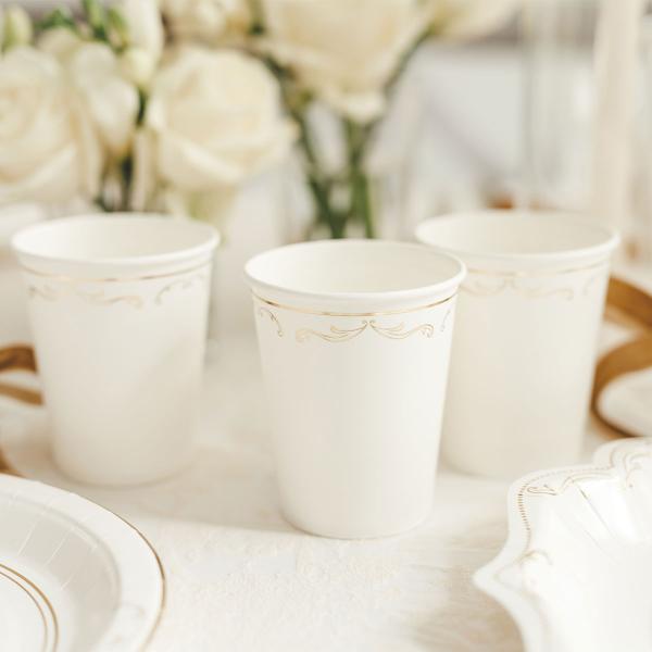 Pahvimukit Ornament Kulta/Valkoinen 22 cl 6 kpl