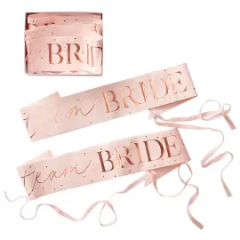 Team Bride Sash-olkanauha Pastelliroosa