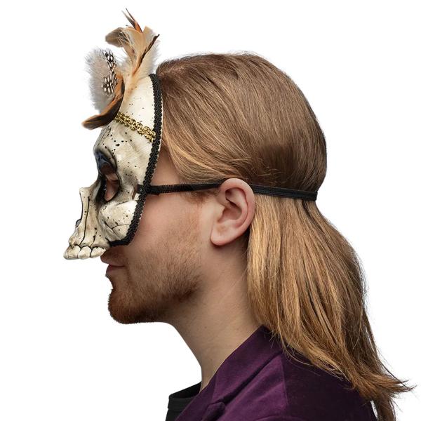 Voodoo Puolinaamio Pääkallo Höyhenillä