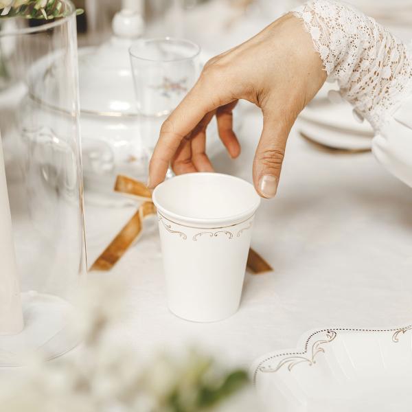 Pahvimukit Ornament Kulta/Valkoinen 22 cl 6 kpl