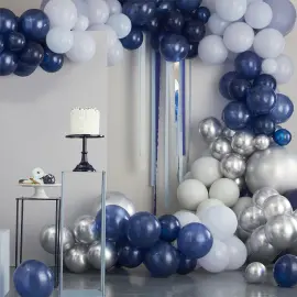 Ilmapallokaari Setti Luxe Sininen/Hopea