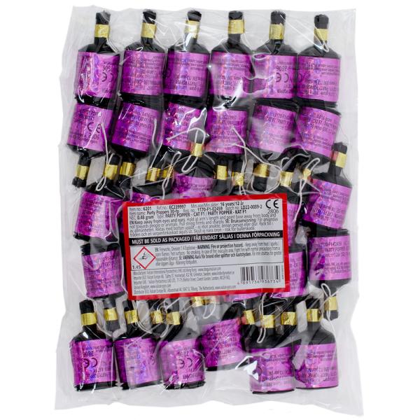 Party Poppers Vaaleanpunainen 30 kpl